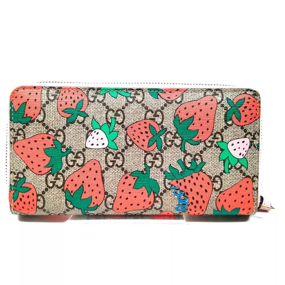 Gucci Supreme Strawberry Long Zip Wallet - Picture 2 of 9